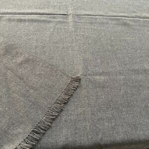 Unbranded Large Throw Blanket Gray Fringed 100" x 52" 100% Wool